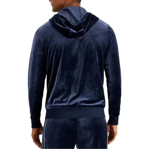 International Concepts Skip Sport Navy Velour Mens Jacket - Picture 2 of 11